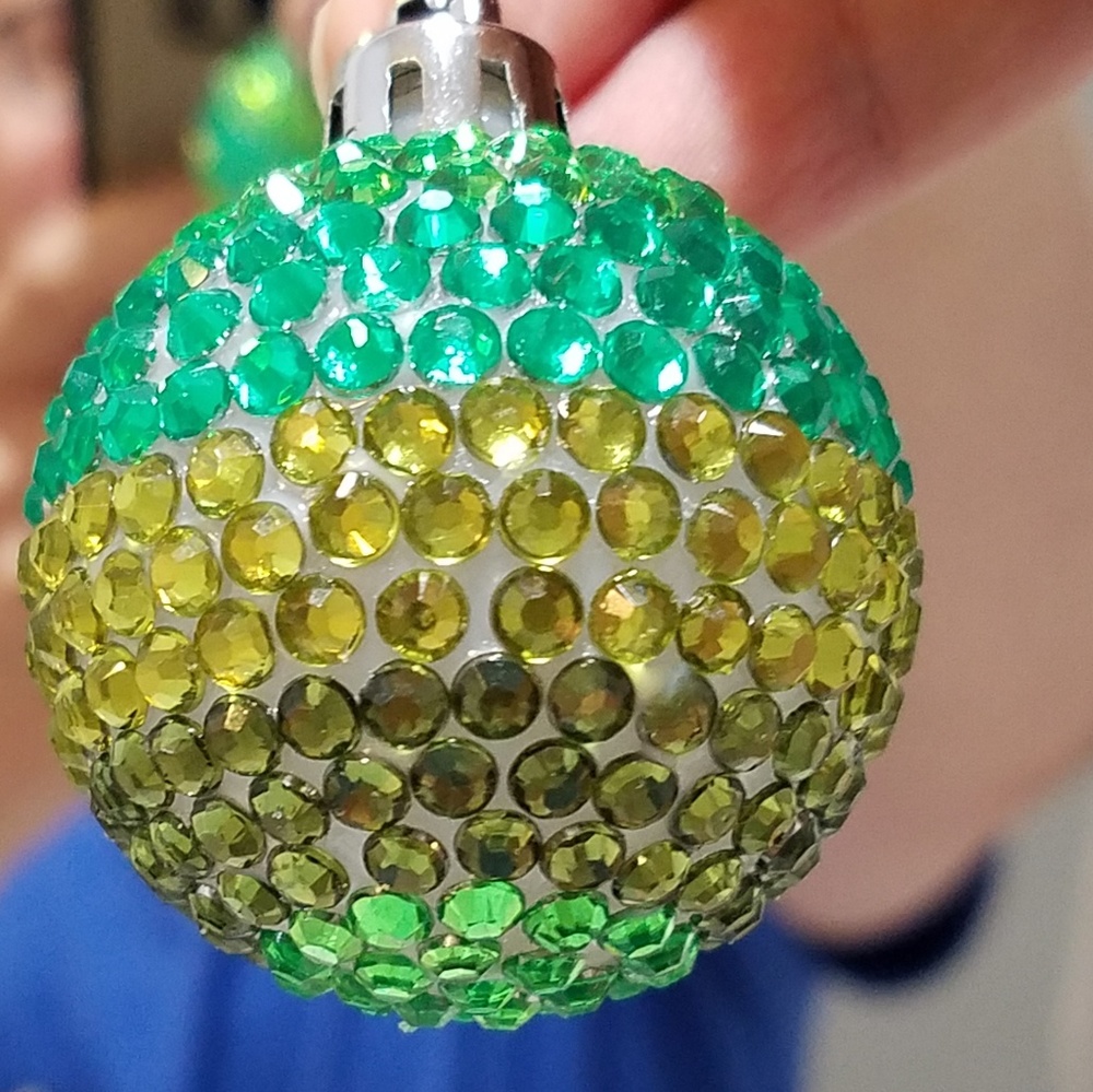 Ombre Green Hand Applied Crystal Ornament
